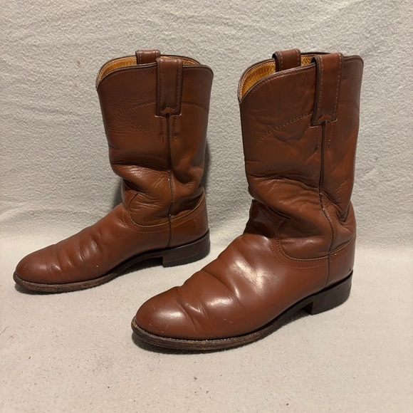 Justin chestnut cowboy/cowgirl western roper pull on boots size 6 B style L3802 main image 11